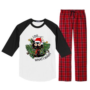 Cat I Do What I Want Christmas Tree Funny Cat Gift Raglan Sleeve Pajama Set