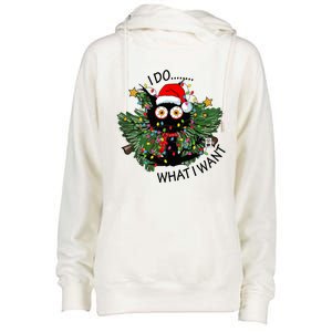 Cat I Do What I Want Christmas Tree Funny Cat Gift Womens Funnel Neck Pullover Hood