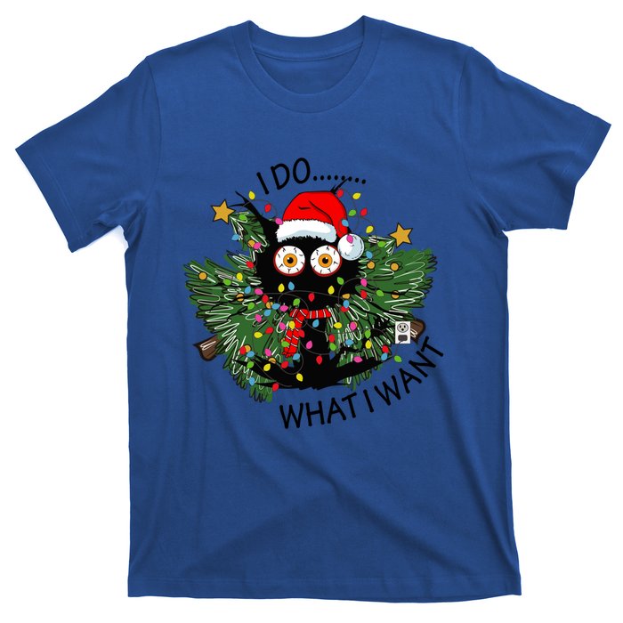 Cat I Do What I Want Christmas Tree Funny Cat Gift T-Shirt