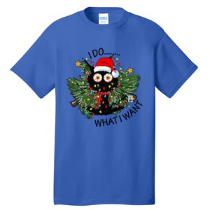 Cat I Do What I Want Christmas Tree Funny Cat Gift Tall T-Shirt