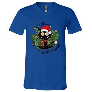 Cat I Do What I Want Christmas Tree Funny Cat Gift V-Neck T-Shirt