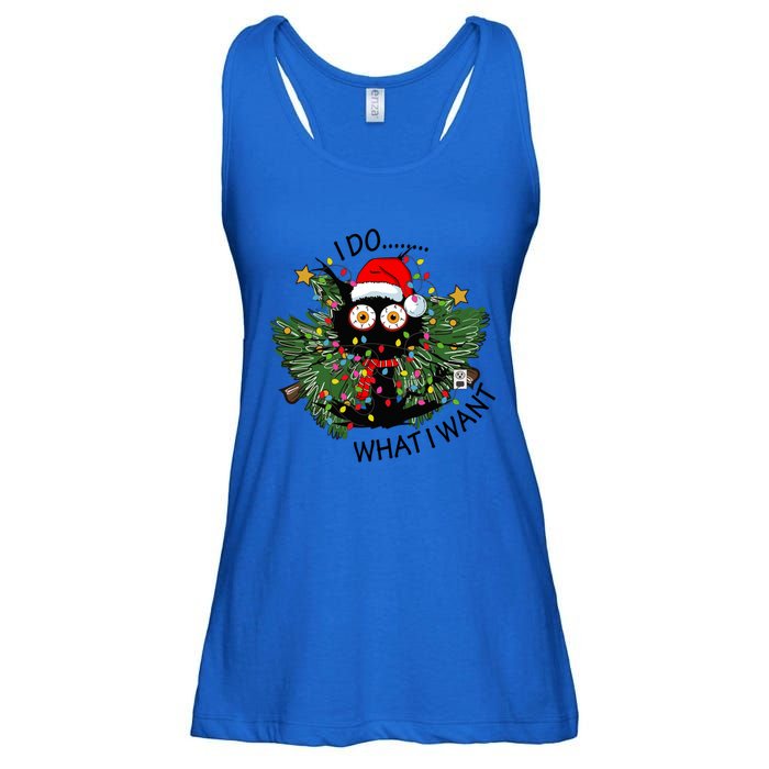 Cat I Do What I Want Christmas Tree Funny Cat Gift Ladies Essential Flowy Tank