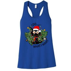 Cat I Do What I Want Christmas Tree Funny Cat Gift Women's Racerback Tank