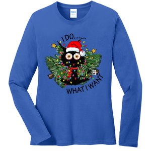 Cat I Do What I Want Christmas Tree Funny Cat Gift Ladies Long Sleeve Shirt