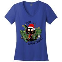 Cat I Do What I Want Christmas Tree Funny Cat Gift Women's V-Neck T-Shirt