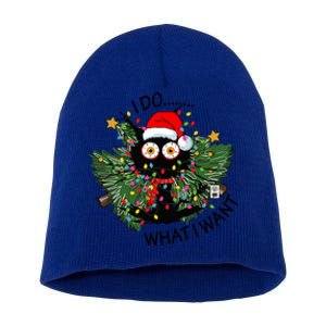 Cat I Do What I Want Christmas Tree Funny Cat Gift Short Acrylic Beanie