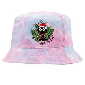 Cat I Do What I Want Christmas Tree Funny Cat Gift Tie-Dyed Bucket Hat