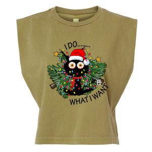 Cat I Do What I Want Christmas Tree Funny Cat Gift Garment-Dyed Women's Muscle Tee