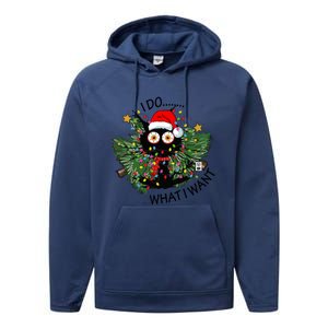 Cat I Do What I Want Christmas Tree Funny Cat Gift Performance Fleece Hoodie