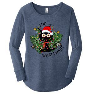 Cat I Do What I Want Christmas Tree Funny Cat Gift Women's Perfect Tri Tunic Long Sleeve Shirt