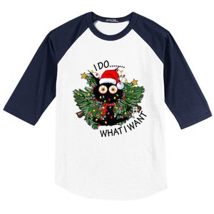 Cat I Do What I Want Christmas Tree Funny Cat Gift Baseball Sleeve Shirt