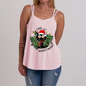 Cat I Do What I Want Christmas Tree Funny Cat Gift Women's Strappy Tank