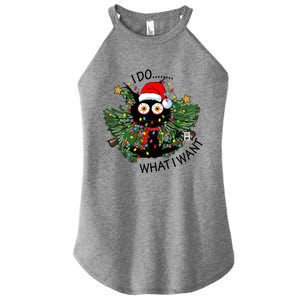 Cat I Do What I Want Christmas Tree Funny Cat Gift Women's Perfect Tri Rocker Tank