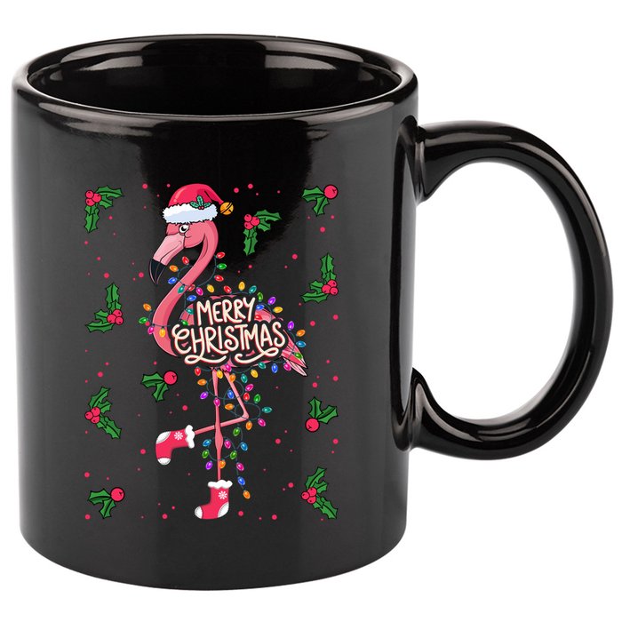 Christmas IM Dreaming Of A Pink Christmas Festive Flamingo Gift 11oz C Handle Ceramic Mug