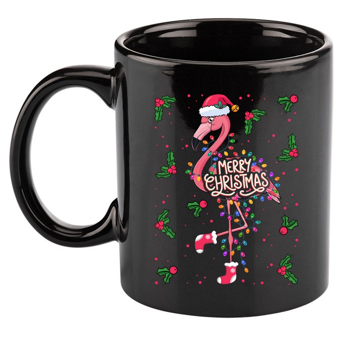 Christmas IM Dreaming Of A Pink Christmas Festive Flamingo Gift 11oz C Handle Ceramic Mug