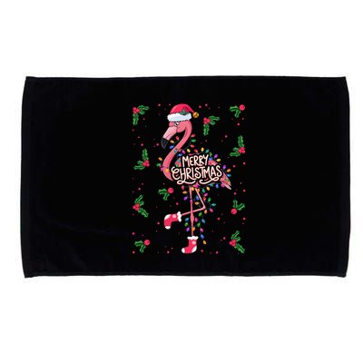 Christmas IM Dreaming Of A Pink Christmas Festive Flamingo Gift Microfiber Hand Towel
