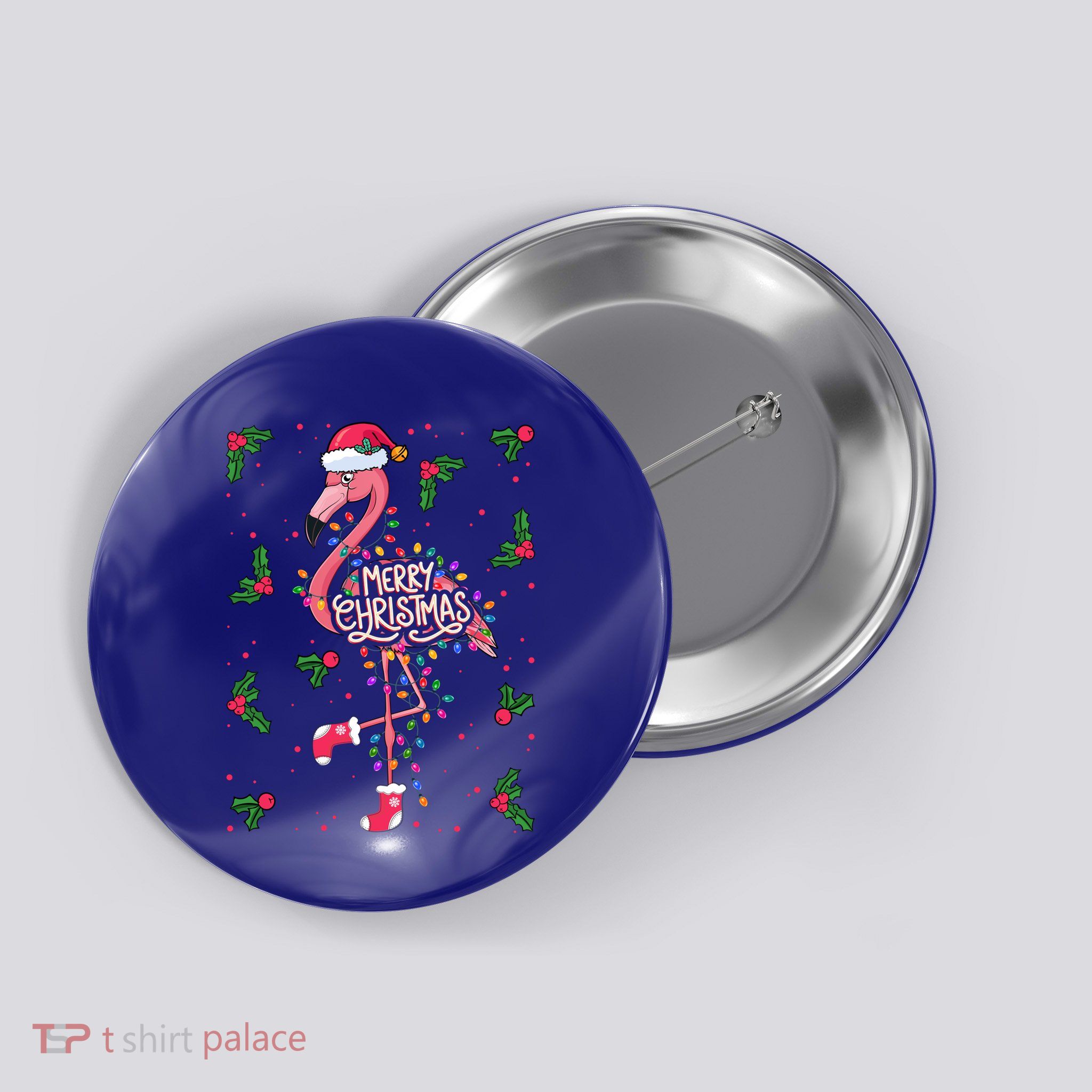 Christmas IM Dreaming Of A Pink Christmas Festive Flamingo Gift Button