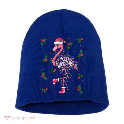 Christmas IM Dreaming Of A Pink Christmas Festive Flamingo Gift Short Acrylic Beanie
