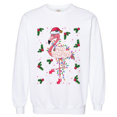 Christmas IM Dreaming Of A Pink Christmas Festive Flamingo Gift Garment-Dyed Sweatshirt
