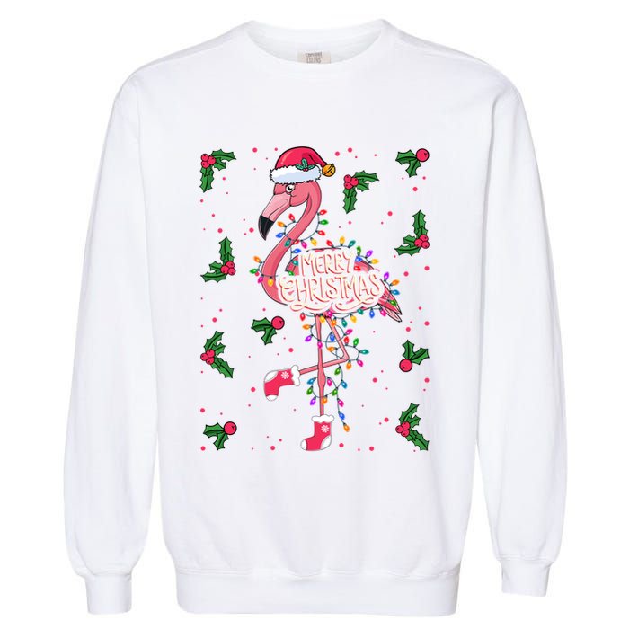 Christmas IM Dreaming Of A Pink Christmas Festive Flamingo Gift Garment-Dyed Sweatshirt
