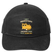 Cat I Don’T Procrastinate I Delegate Tasks To My Future Self 7-Panel Snapback Hat