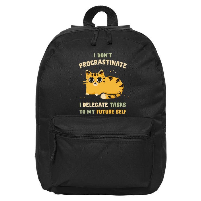 Cat I Don’T Procrastinate I Delegate Tasks To My Future Self 16 in Basic Backpack