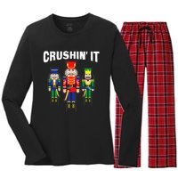 Crushing It Decorative Nut Cracker Women's Long Sleeve Flannel Pajama Set 