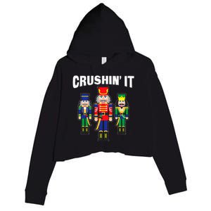 Crushing It Decorative Nut Cracker Crop Fleece Hoodie