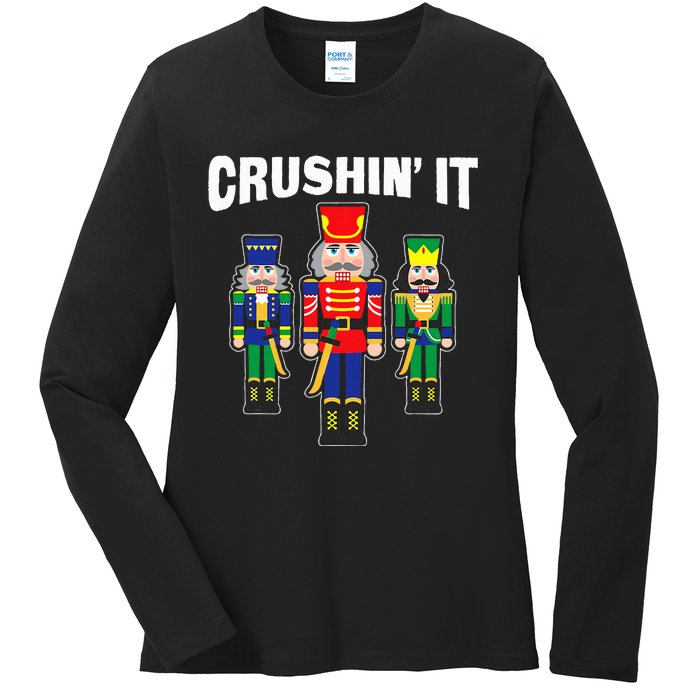 Crushing It Decorative Nut Cracker Ladies Long Sleeve Shirt