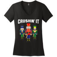 Crushing It Decorative Nut Cracker Women's V-Neck T-Shirt