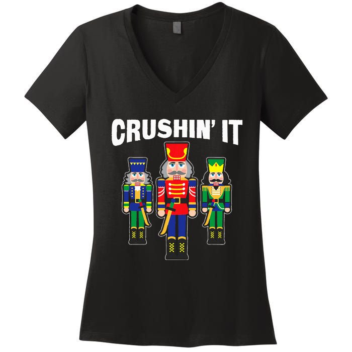 Crushing It Decorative Nut Cracker Women's V-Neck T-Shirt