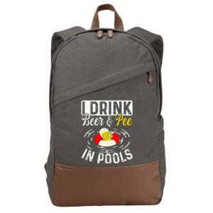 Cool I Drink Beer And Pee In Pools Funny Swimmer Drink Gift Cotton Canvas Backpack