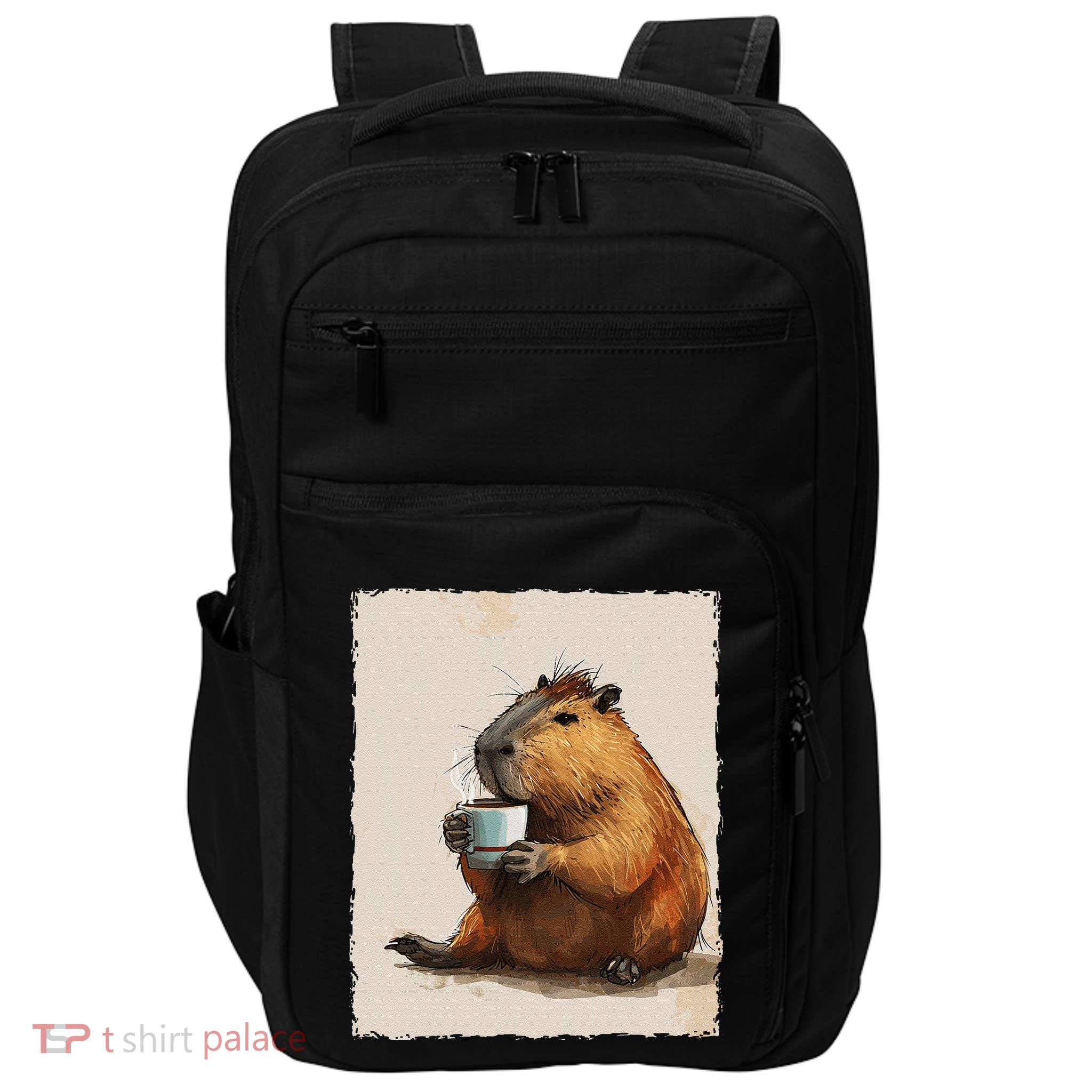 Capybara Is Drinking Coffee Impact Tech Backpack