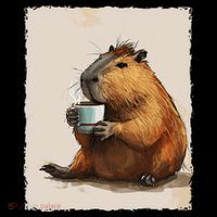 Capybara Is Drinking Coffee Impact Tech Backpack