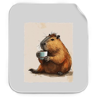 Capybara Is Drinking Coffee Permanent Decal Sticker