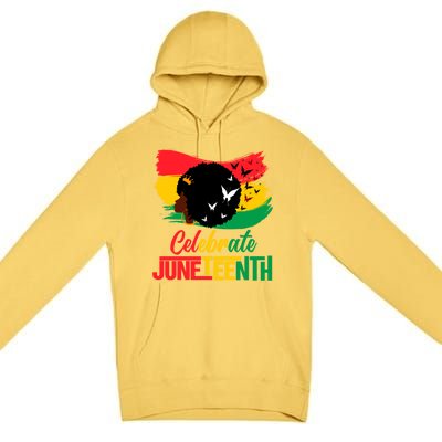 Celebrate Indepedence Day Black Messy Bun Juneteenth Cute Gift Premium Pullover Hoodie