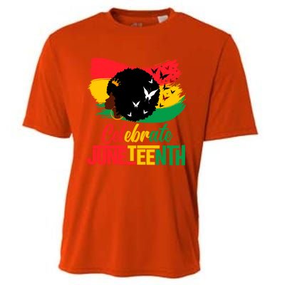 Celebrate Indepedence Day Black Messy Bun Juneteenth Cute Gift Cooling Performance Crew T-Shirt