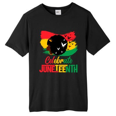 Celebrate Indepedence Day Black Messy Bun Juneteenth Cute Gift Tall Fusion ChromaSoft Performance T-Shirt