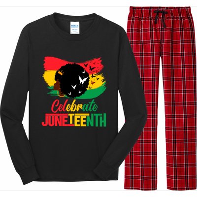 Celebrate Indepedence Day Black Messy Bun Juneteenth Cute Gift Long Sleeve Pajama Set