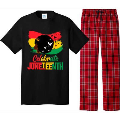 Celebrate Indepedence Day Black Messy Bun Juneteenth Cute Gift Pajama Set