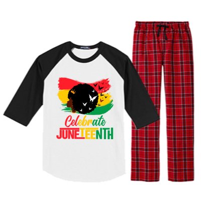 Celebrate Indepedence Day Black Messy Bun Juneteenth Cute Gift Raglan Sleeve Pajama Set