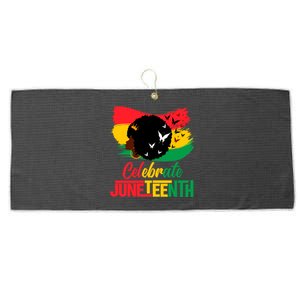 Celebrate Indepedence Day Black Messy Bun Juneteenth Cute Gift Large Microfiber Waffle Golf Towel