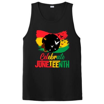 Celebrate Indepedence Day Black Messy Bun Juneteenth Cute Gift PosiCharge Competitor Tank