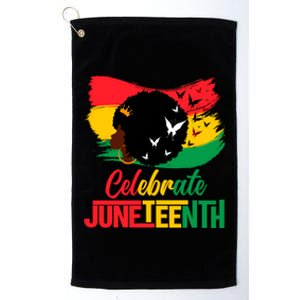 Celebrate Indepedence Day Black Messy Bun Juneteenth Cute Gift Platinum Collection Golf Towel