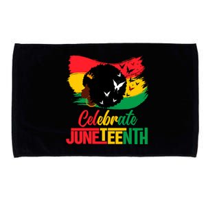 Celebrate Indepedence Day Black Messy Bun Juneteenth Cute Gift Microfiber Hand Towel