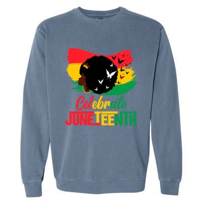 Celebrate Indepedence Day Black Messy Bun Juneteenth Cute Gift Garment-Dyed Sweatshirt