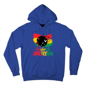 Celebrate Indepedence Day Black Messy Bun Juneteenth Cute Gift Hoodie