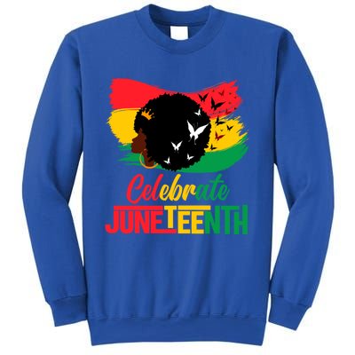 Celebrate Indepedence Day Black Messy Bun Juneteenth Cute Gift Sweatshirt