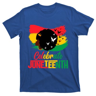 Celebrate Indepedence Day Black Messy Bun Juneteenth Cute Gift T-Shirt