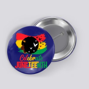 Celebrate Indepedence Day Black Messy Bun Juneteenth Cute Gift Button